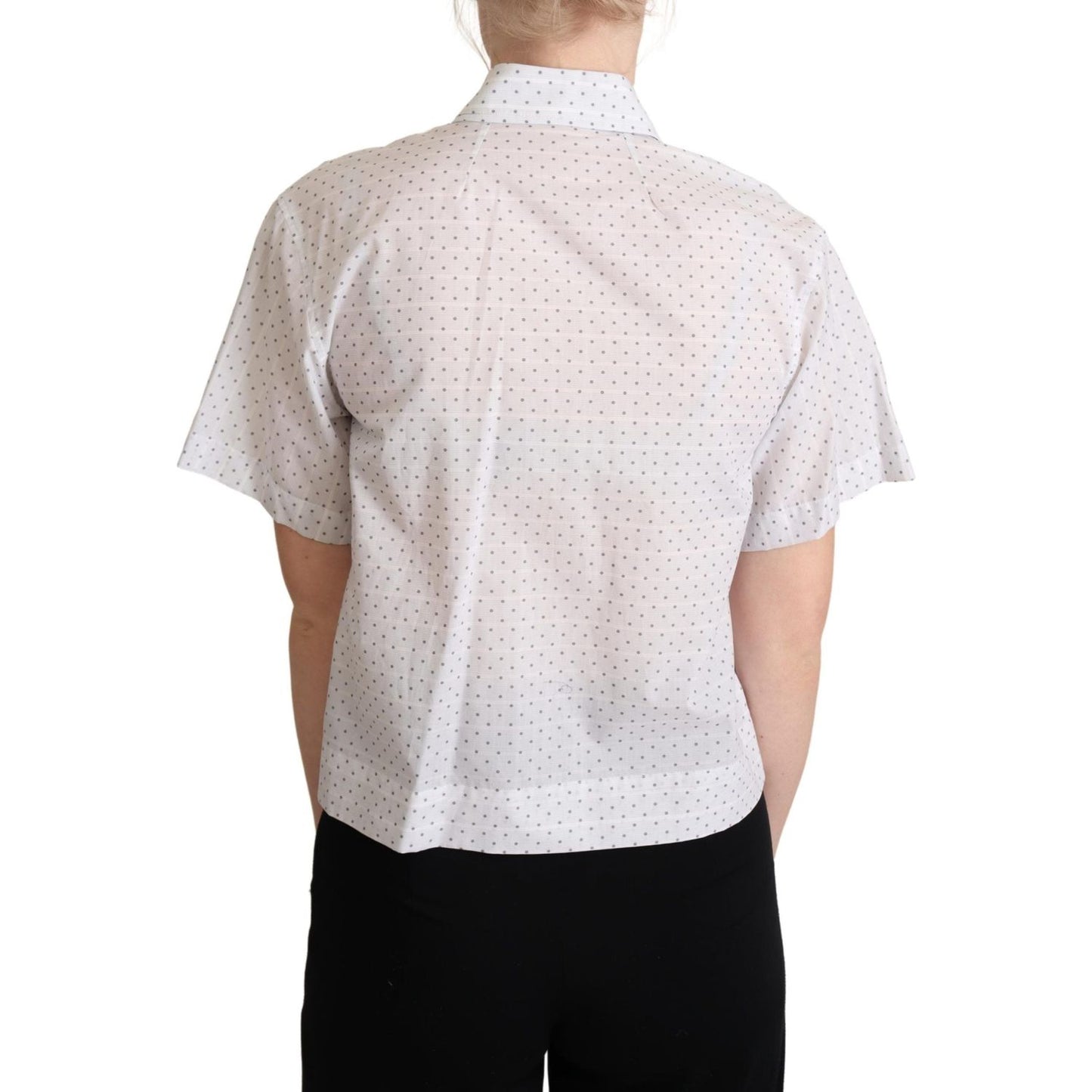 Dolce & Gabbana White Black Polka Dots Collar Blouse Shirt