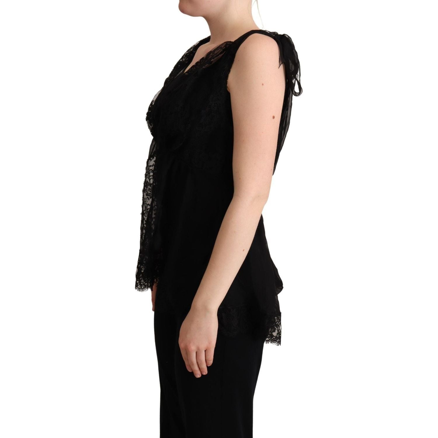 光泽丝绸混纺蕾丝边吊带背心