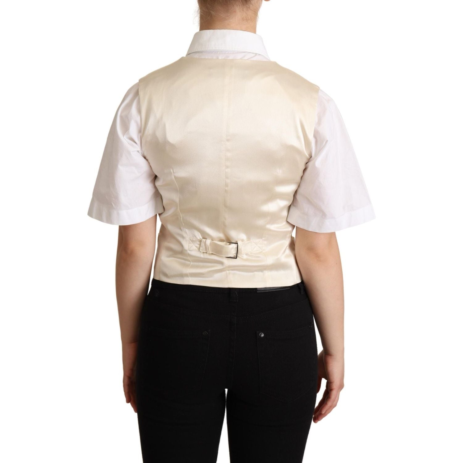 米色丝绸混纺无袖背心奢华马甲