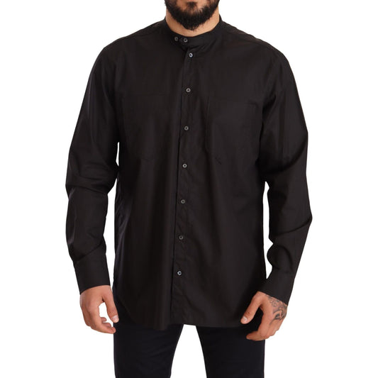 Dolce & Gabbana Black 100% Cotton Formal Dress Top Shirt