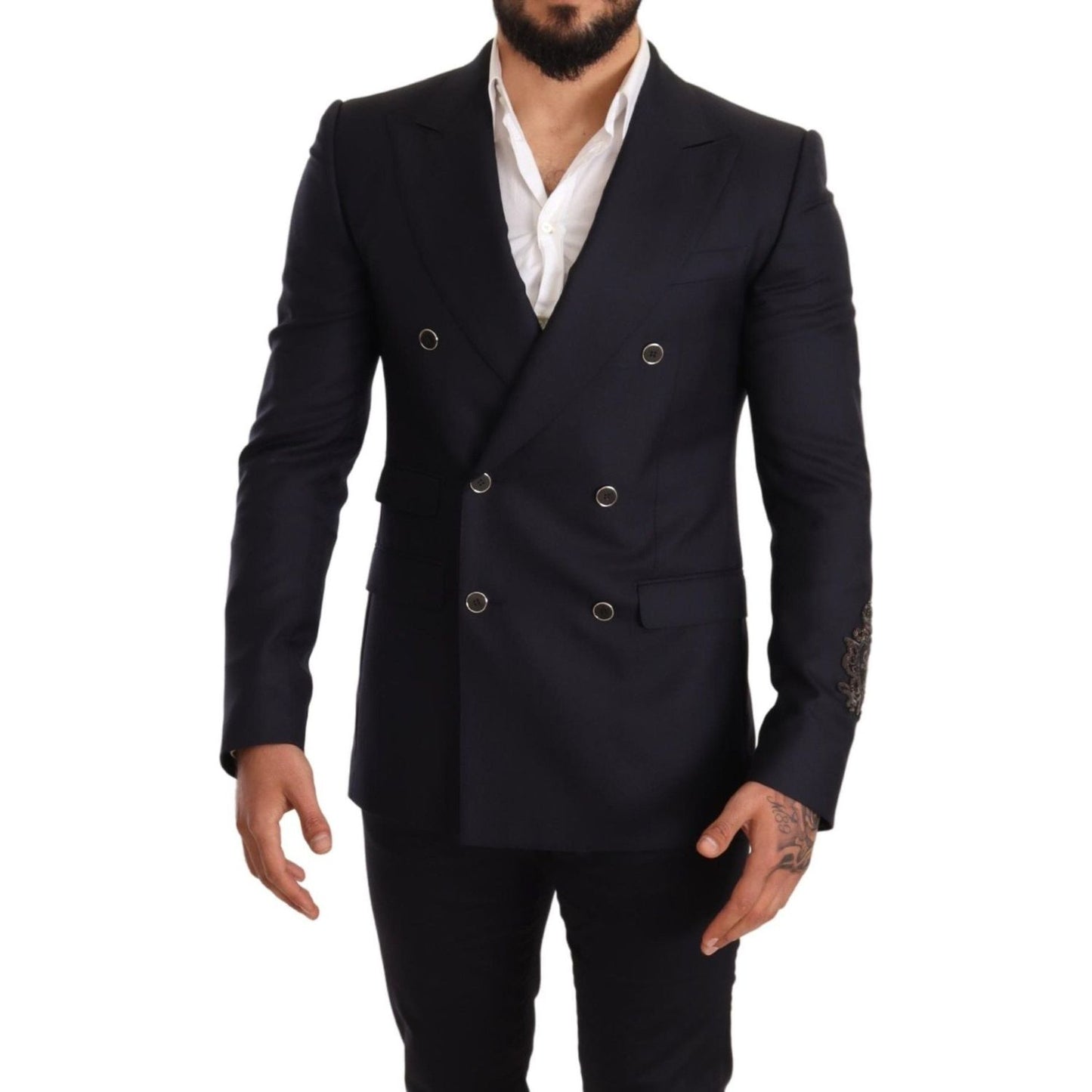 Dolce & Gabbana Elegant Navy Cashmere Silk Blend Blazer Dolce & Gabbana