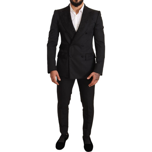 Dolce & Gabbana Elegant Black Floral Brocade Suit Suit Dolce & Gabbana