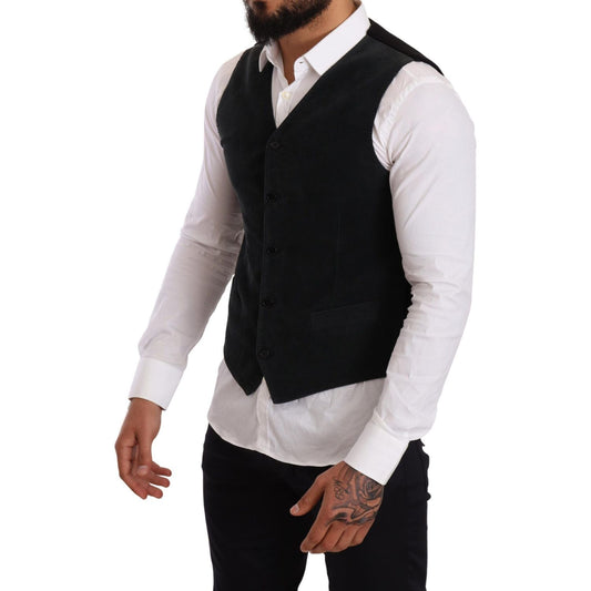 Dolce & Gabbana Elegant Black Cotton Formal Dress Vest Vest Jacket Dolce & Gabbana