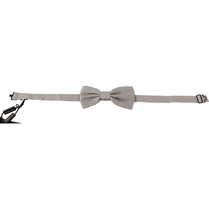 Dolce & Gabbana Silver Gray 100% Silk Adjustable Neck Papillon Bow Tie