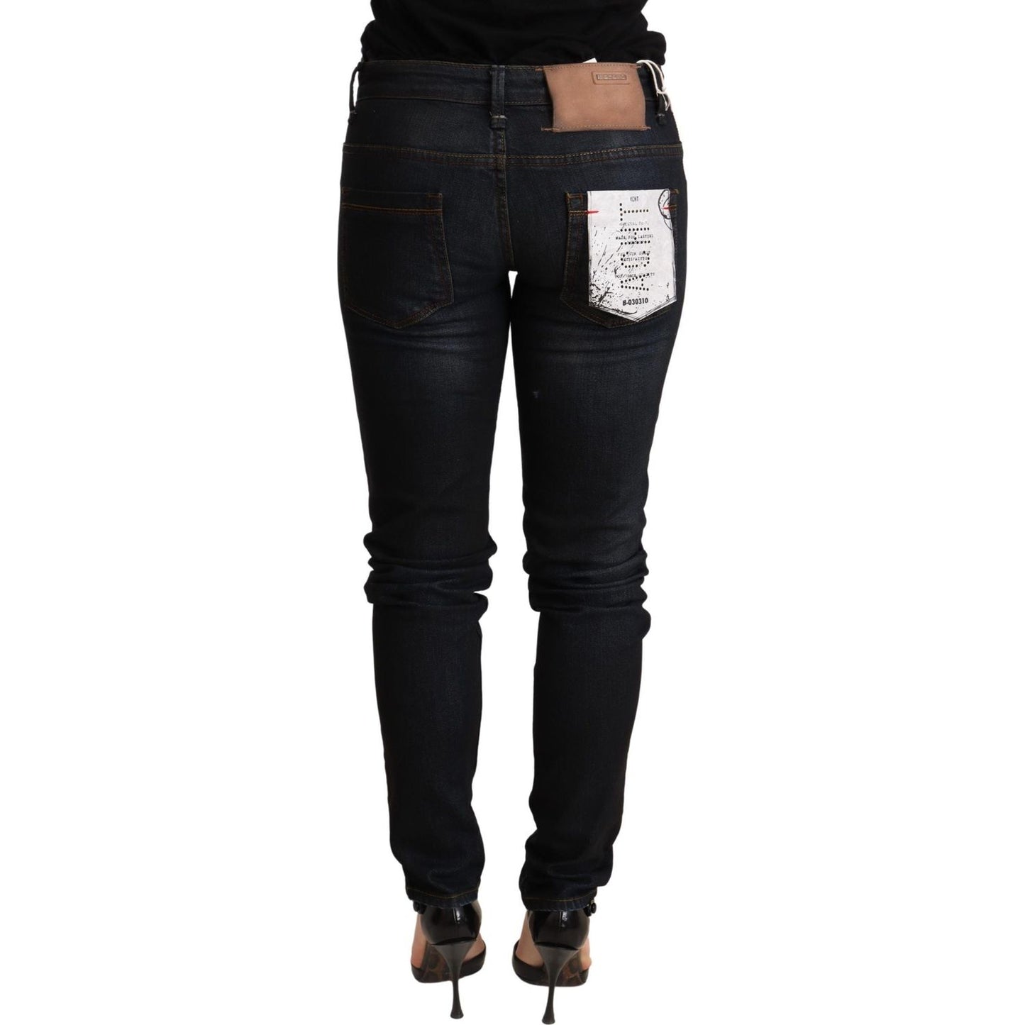 Acht Chic Blue Washed Skinny Low Waist Jeans WOMAN TROUSERS Acht