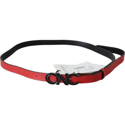 Costume National Red Reversible Leather Logo Belt