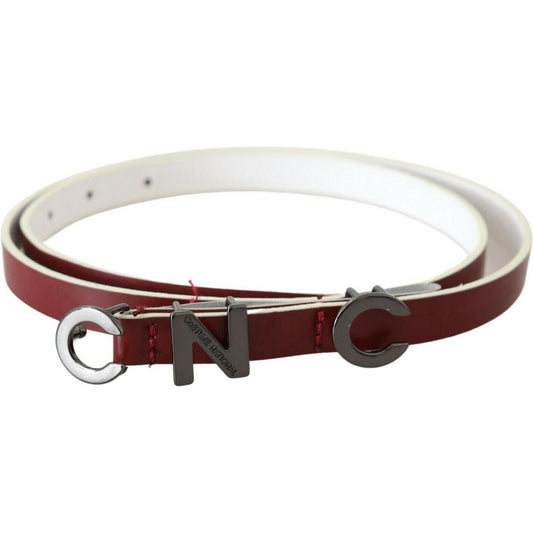 Costume National Maroon Leather Logo Skinny Fashion