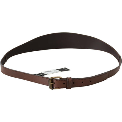 PLEIN SUD Brown Genuine Leather Rustic Metal Buckle Belt