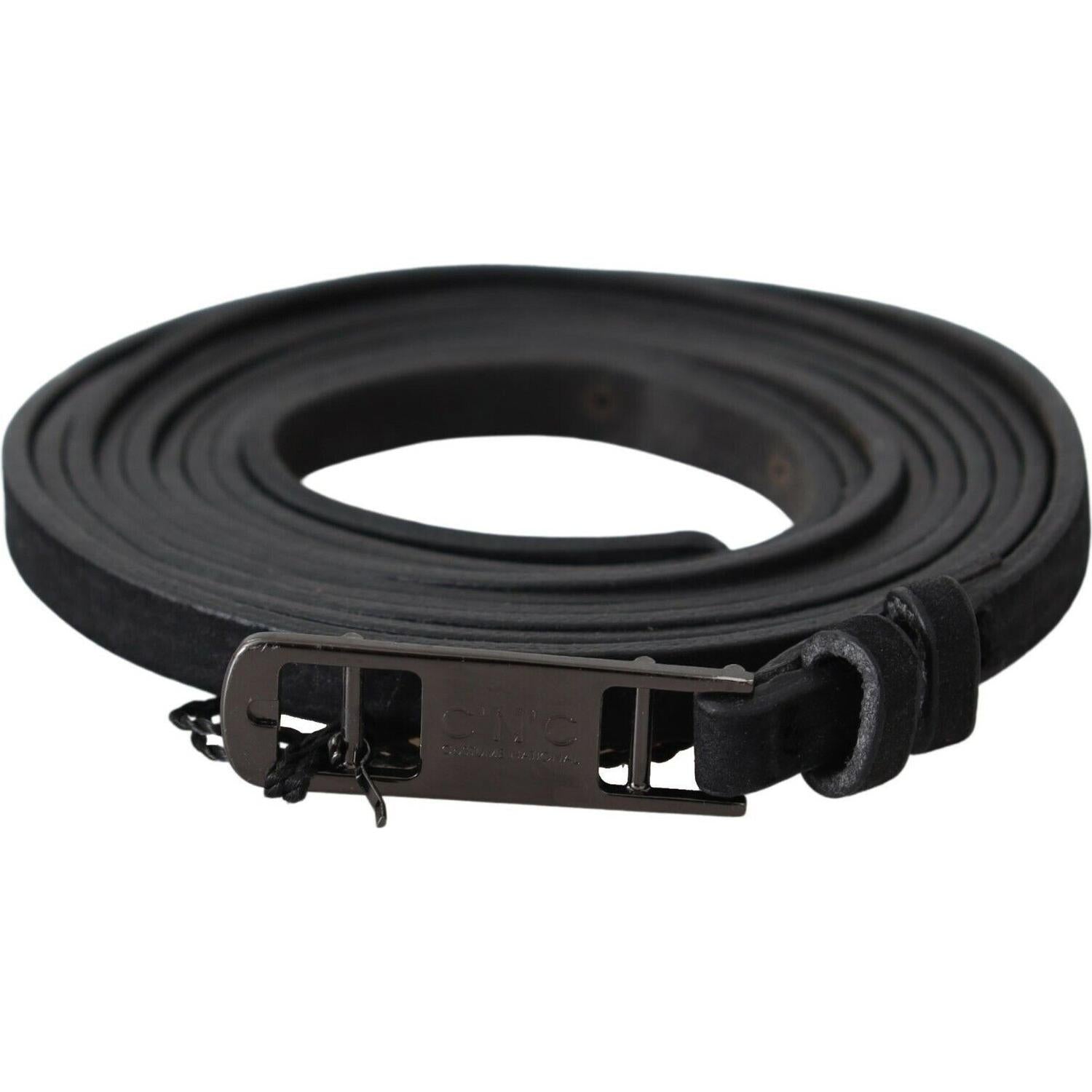 حزام جلدي أسود أنيق قابل للتعديل من زي وطني