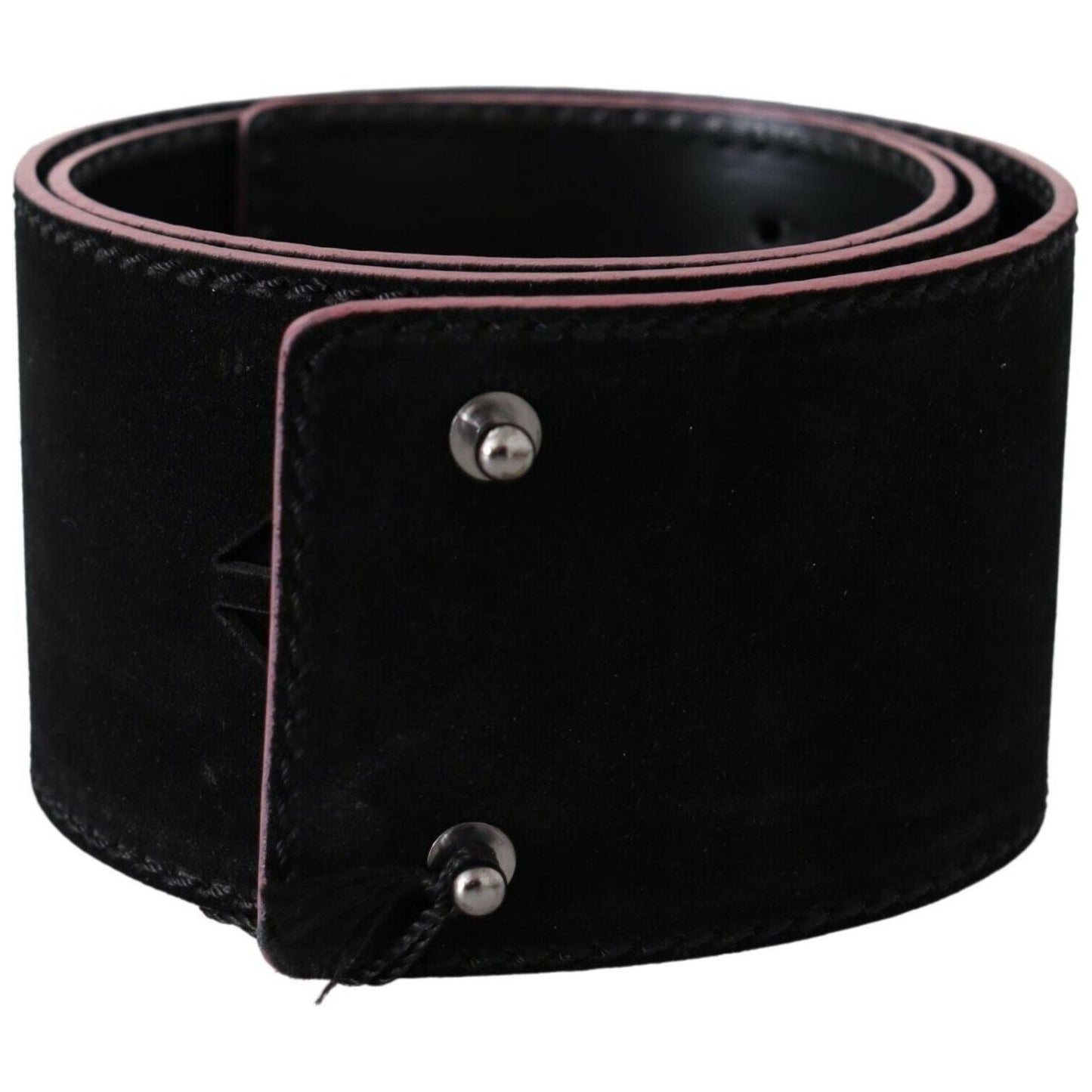 Costume National Elegant Wide Leather Fashion Belt with Metal Accents Costume National