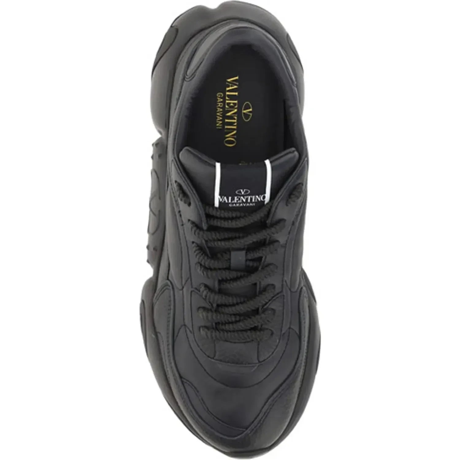 Valentino Black Calf Leather Garavani Sneakers