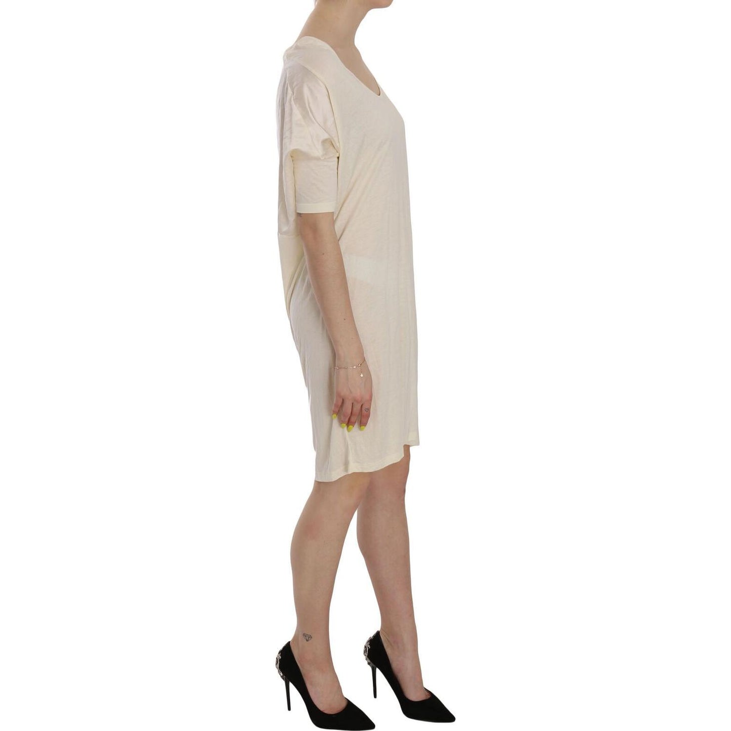 Costume National Chic Cream A-Line Elbow Sleeve Dress WOMAN DRESSES Costume National