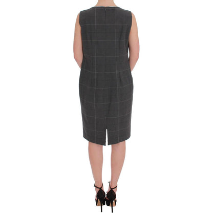 BENCIVENGA Gray Checkered Cotton Blazer Dress Set Suit