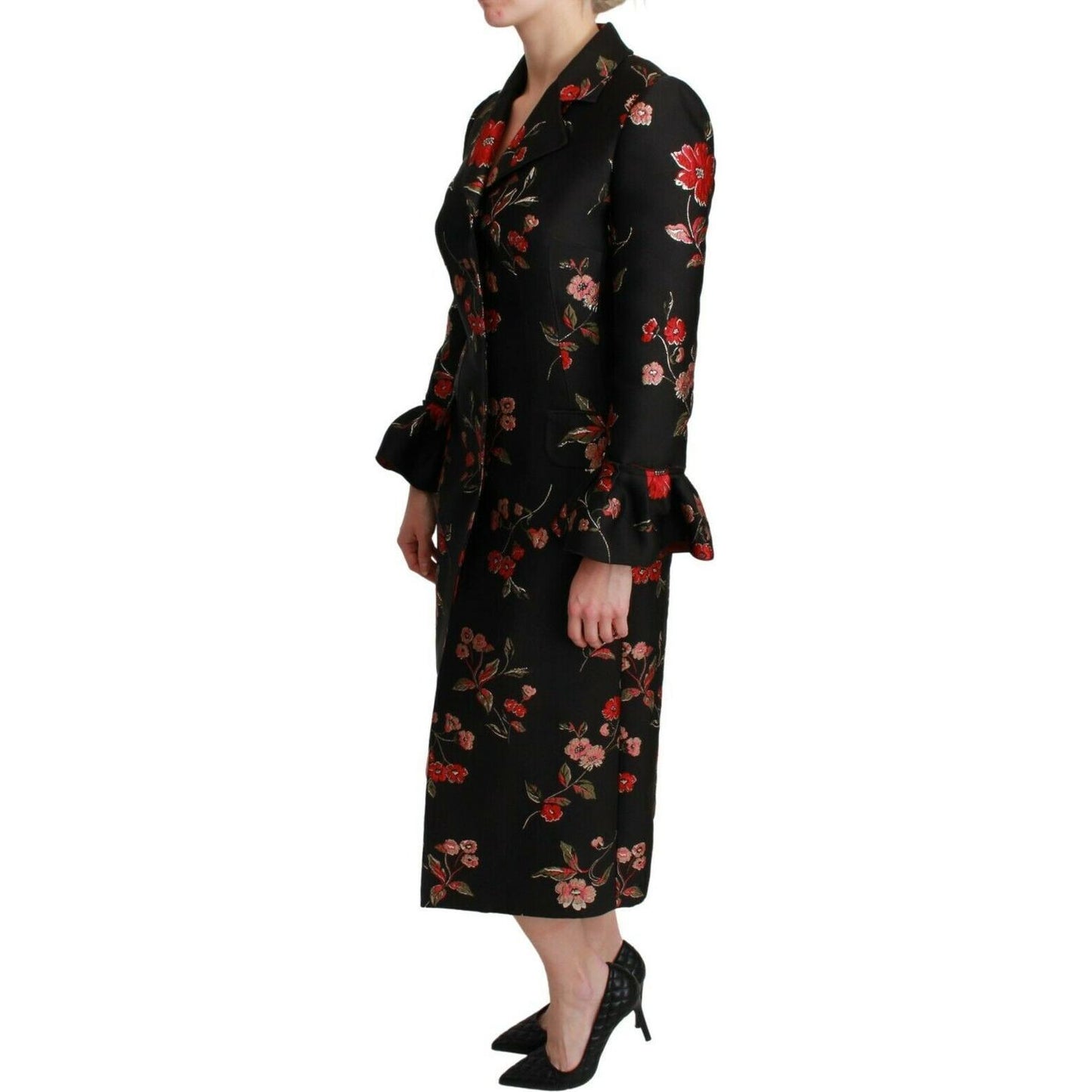 Dolce & Gabbana Elegant Floral Embroidered Trench Coat Dolce & Gabbana