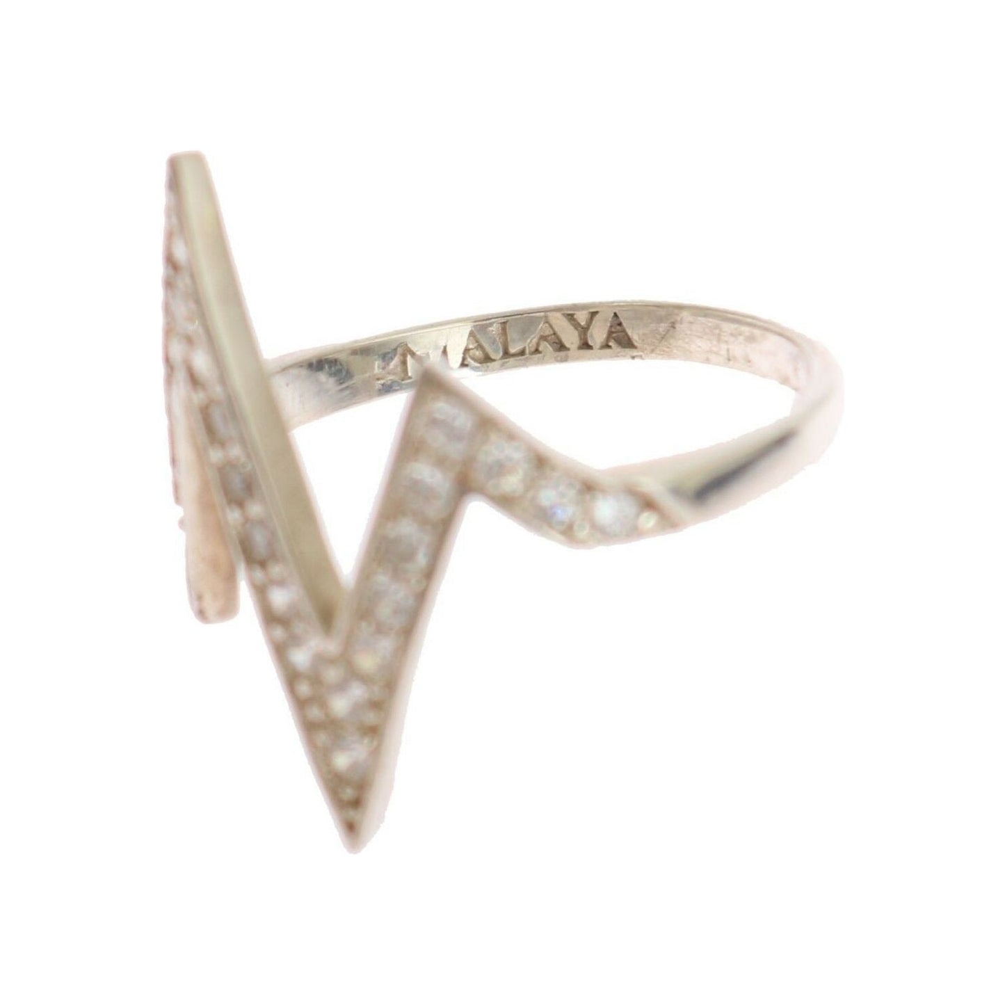 Nialaya Radiant Silver Crystal Encrusted Ring Ring Nialaya