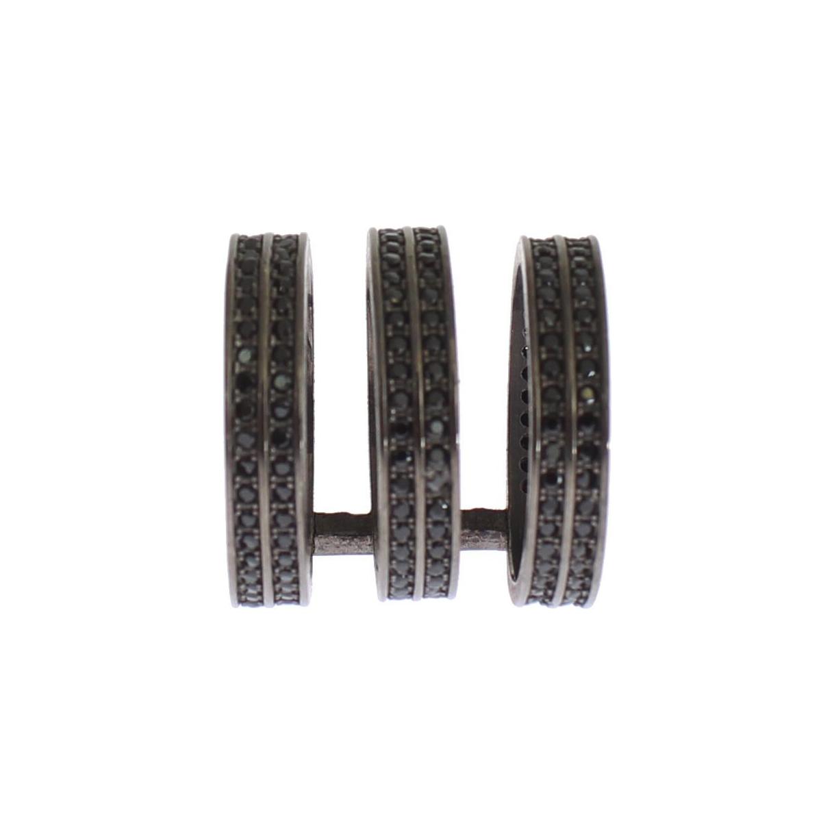 خاتم نيالايا الأنيق المصنوع من الفضة الإسترلينية والمرصّع بالكريستال الأسود