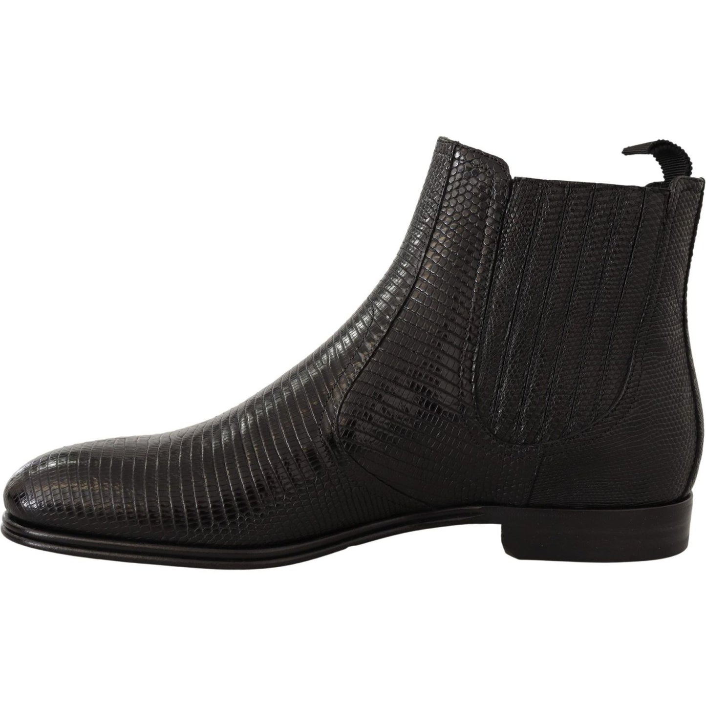 Dolce & Gabbana Elegant Black Leather Lizard Skin Derby Boots MAN BOOTS Dolce & Gabbana