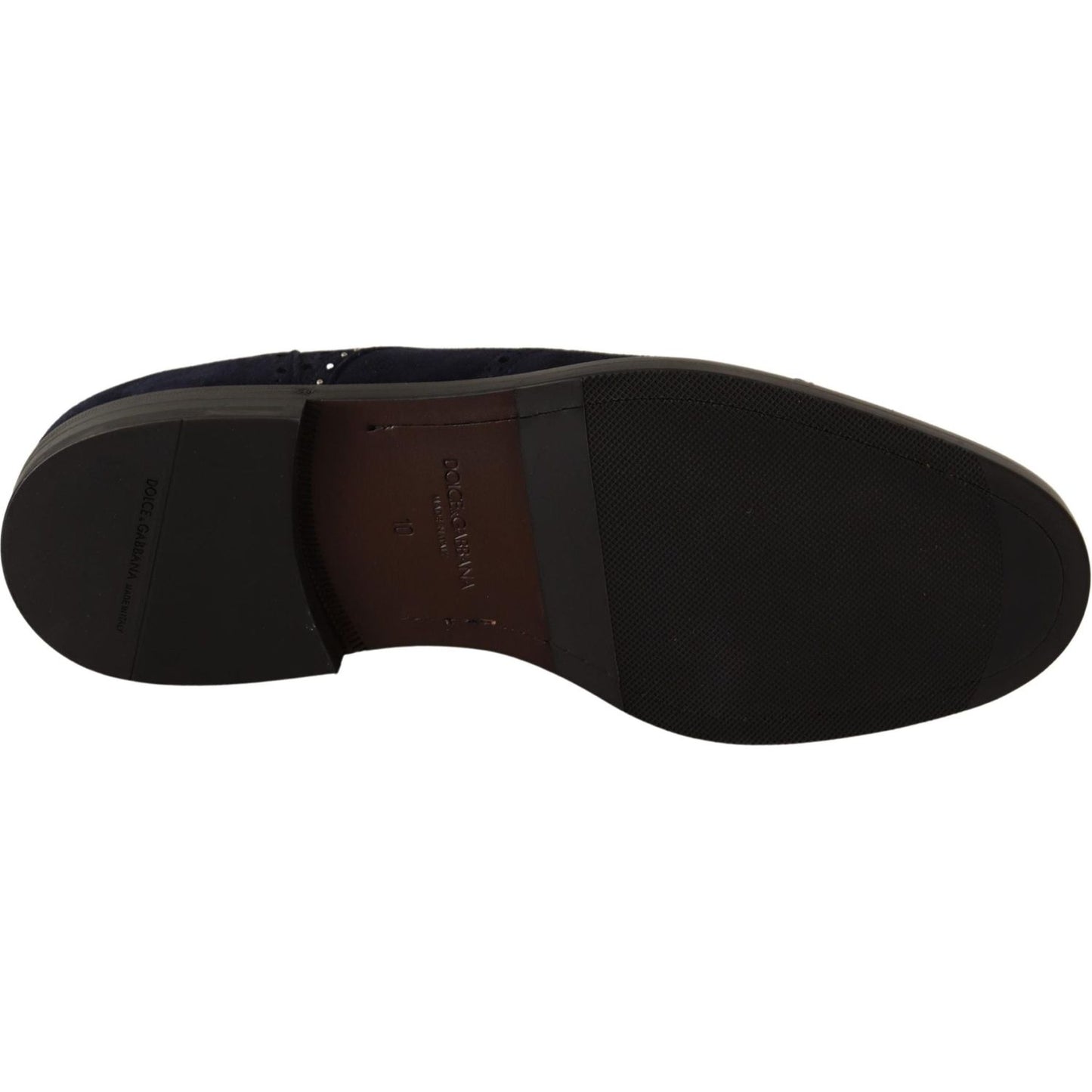 Dolce & Gabbana Blue Suede Leather Derby Studded Shoes