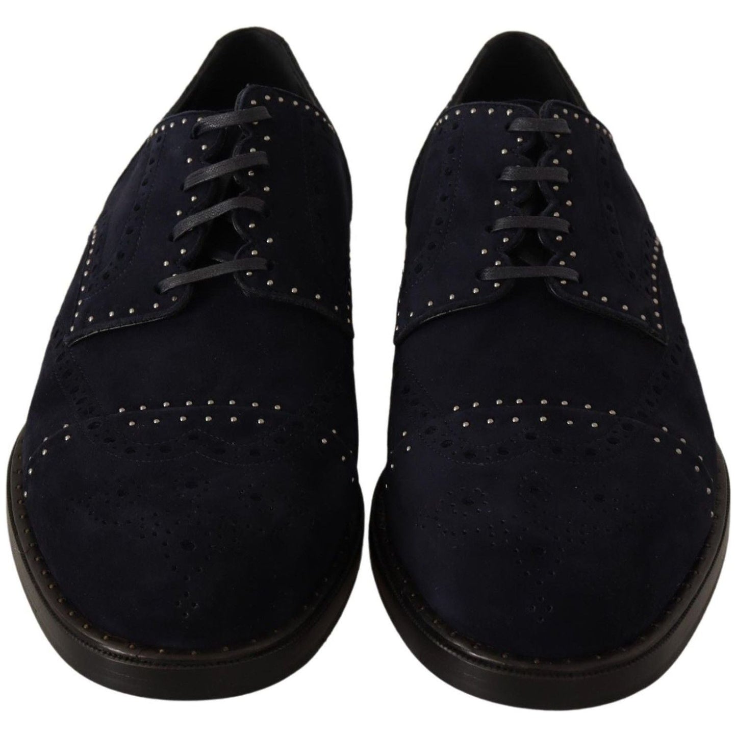 Dolce & Gabbana Blue Suede Leather Derby Studded Shoes