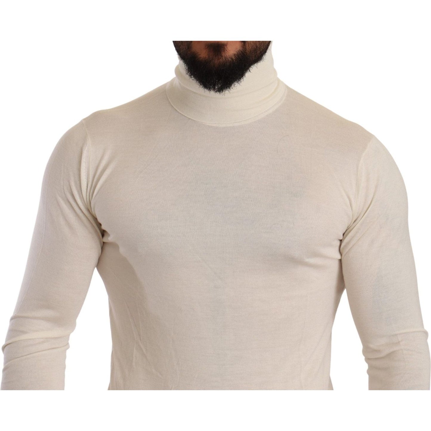 Dolce & Gabbana Ivory Cashmere-Silk Blend Turtleneck Sweater Dolce & Gabbana