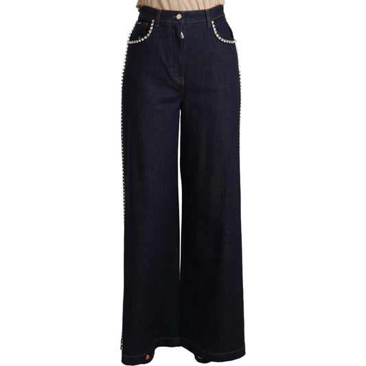 Dolce & Gabbana Dark Blue Crystal Embellished Flare Jeans