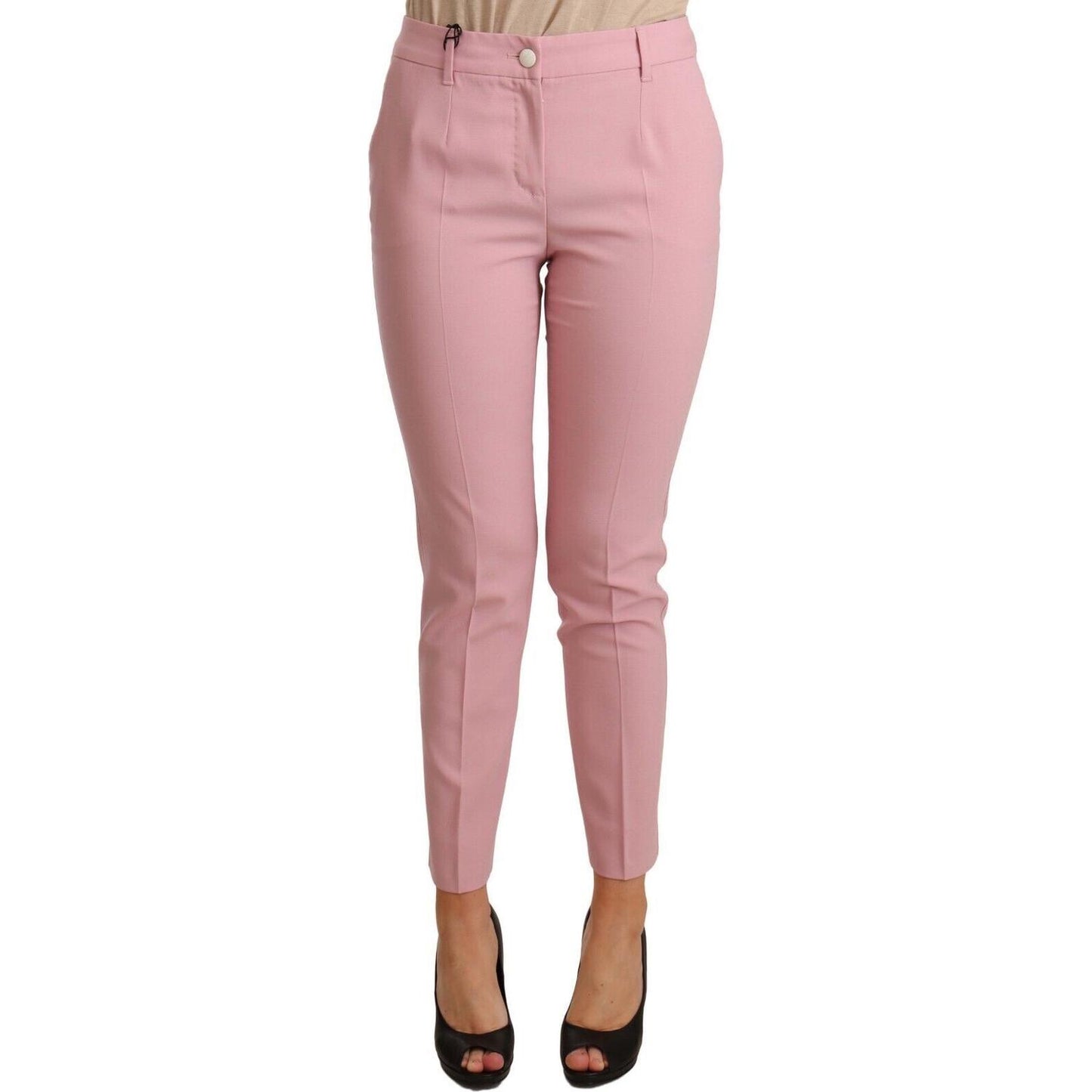 Dolce & Gabbana Elegant Pink Virgin Wool Cropped Trousers Jeans & Pants Dolce & Gabbana