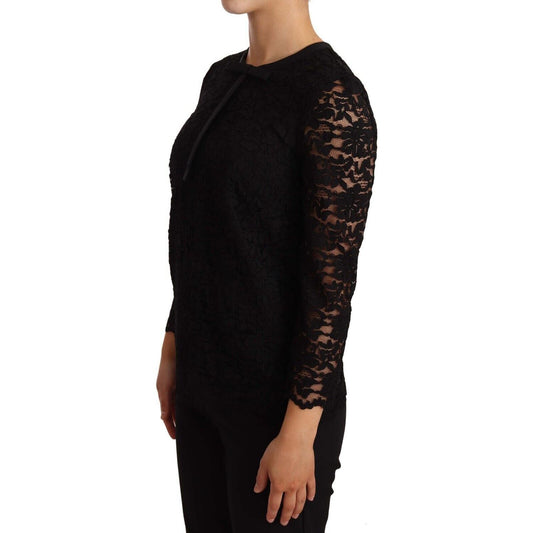 Dolce & Gabbana Elegant Black Floral Lace Long Sleeve Top Dolce & Gabbana