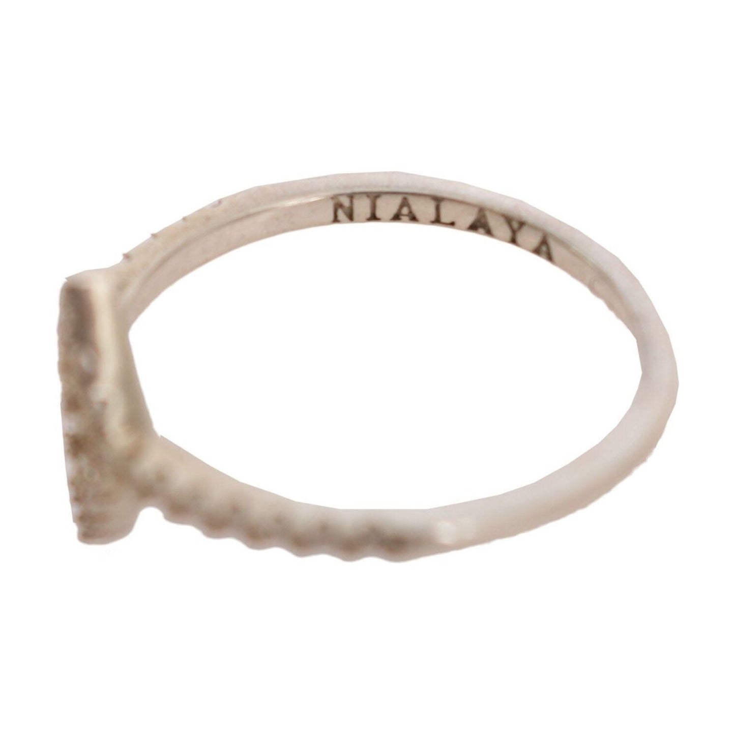 Nialaya Elegant Silver CZ Crystal Studded Ring Ring Nialaya