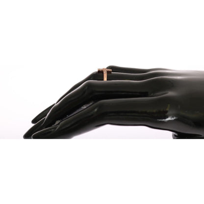 Nialaya Pink Gold 925 Silver Womens Cross CZ Ring