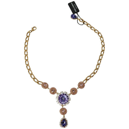 Dolce & Gabbana Pink Gold Brass Crystal Purple Pearl Pendants