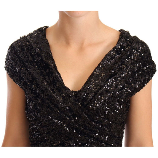 Dolce & Gabbana Elegant Black Sequined Open Shoulder Gown WOMAN DRESSES Dolce & Gabbana