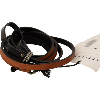 Costume National Brown Leather Silver Tone Buckle Belt