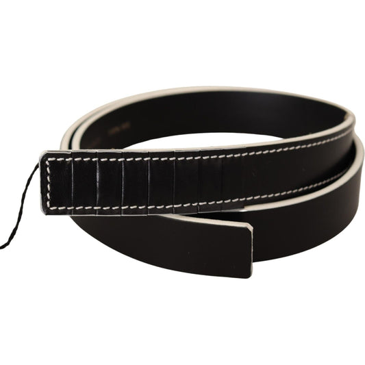 Costume National Black White Leather Fashion Waist Belt