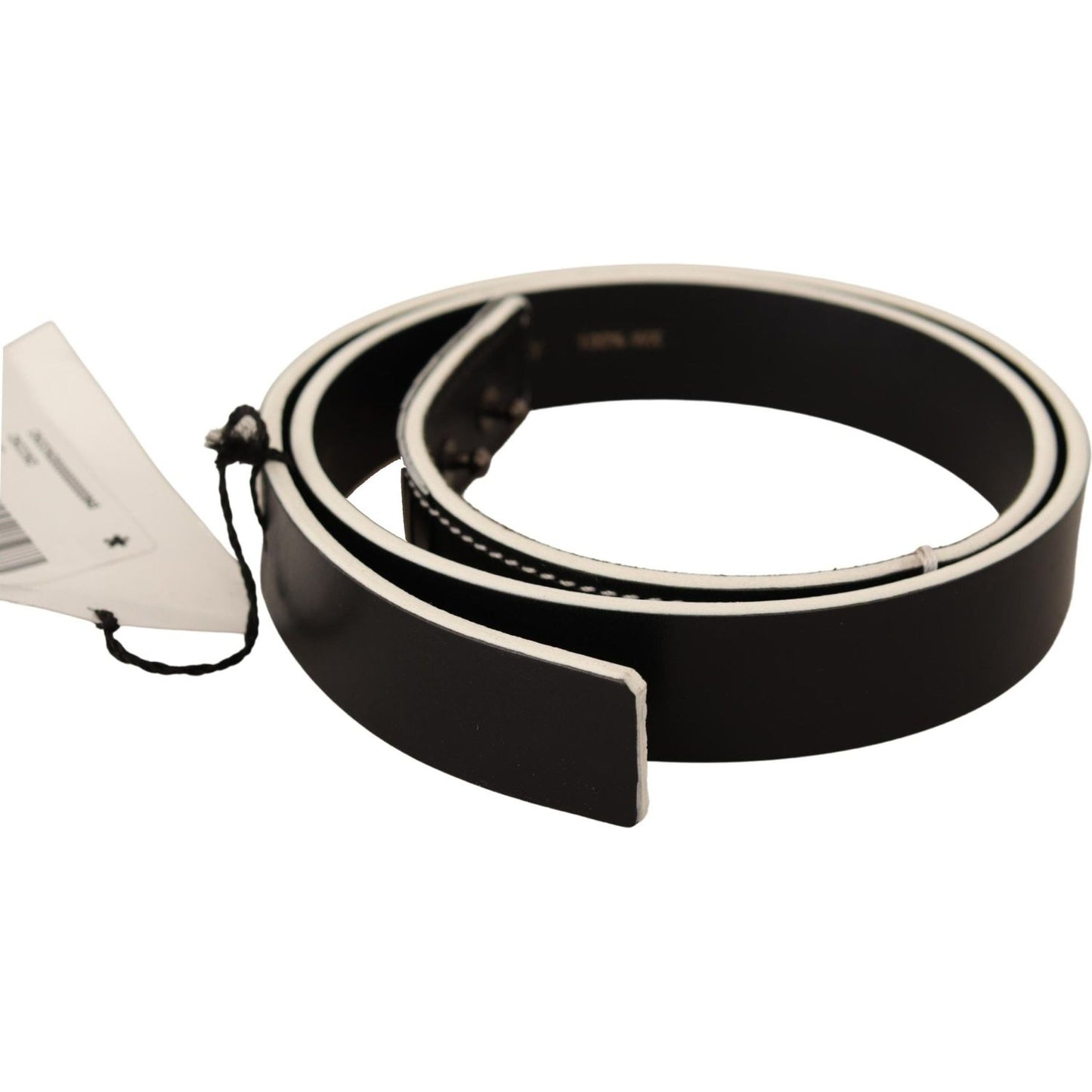 Costume National Black White Leather Fashion Waist Belt