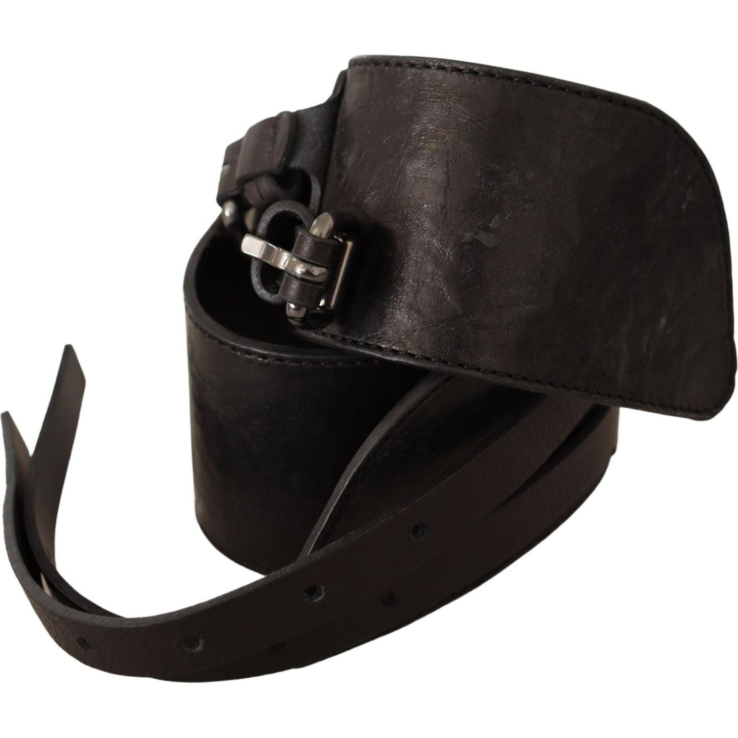 Costume National Dark Brown Leather Double Buckle Belt