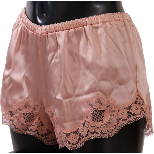 Dolce & Gabbana Elegant Powder Pink Silk Lace Lingerie Shorts WOMAN UNDERWEAR Dolce & Gabbana