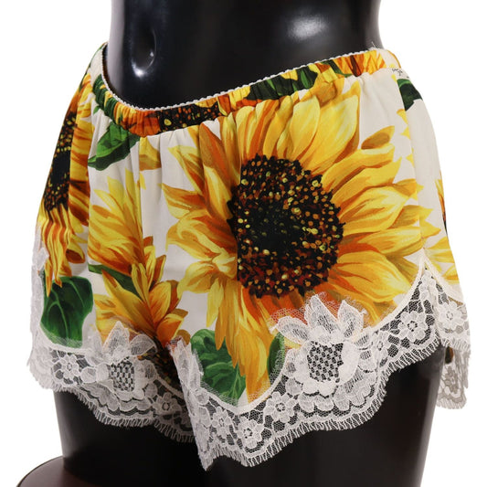 Dolce & Gabbana Sunflower Lace Lingerie Shorts - Silk Blend WOMAN UNDERWEAR Dolce & Gabbana