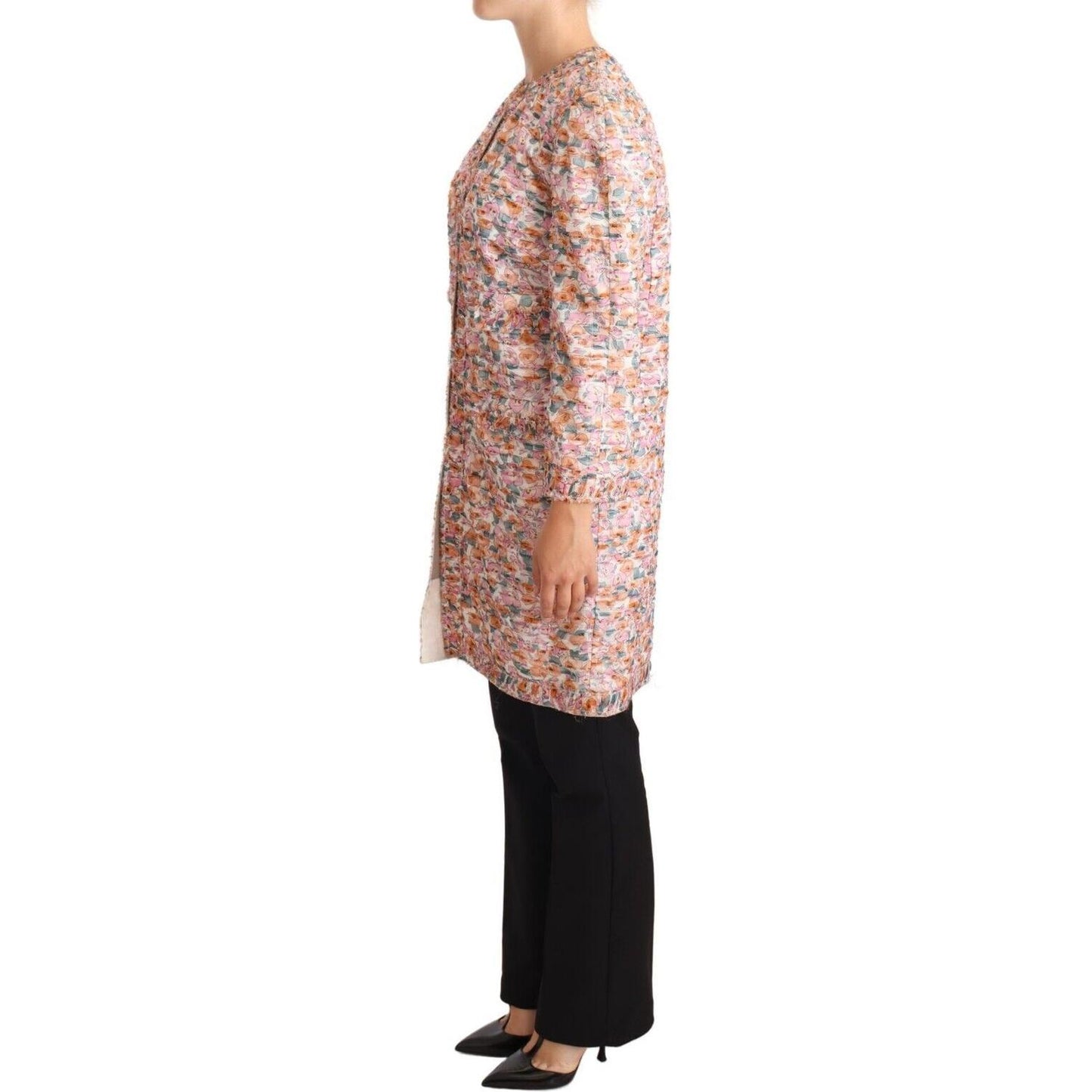 Dolce & Gabbana Multicolor Floral Print Silk Trench Coat Jacket