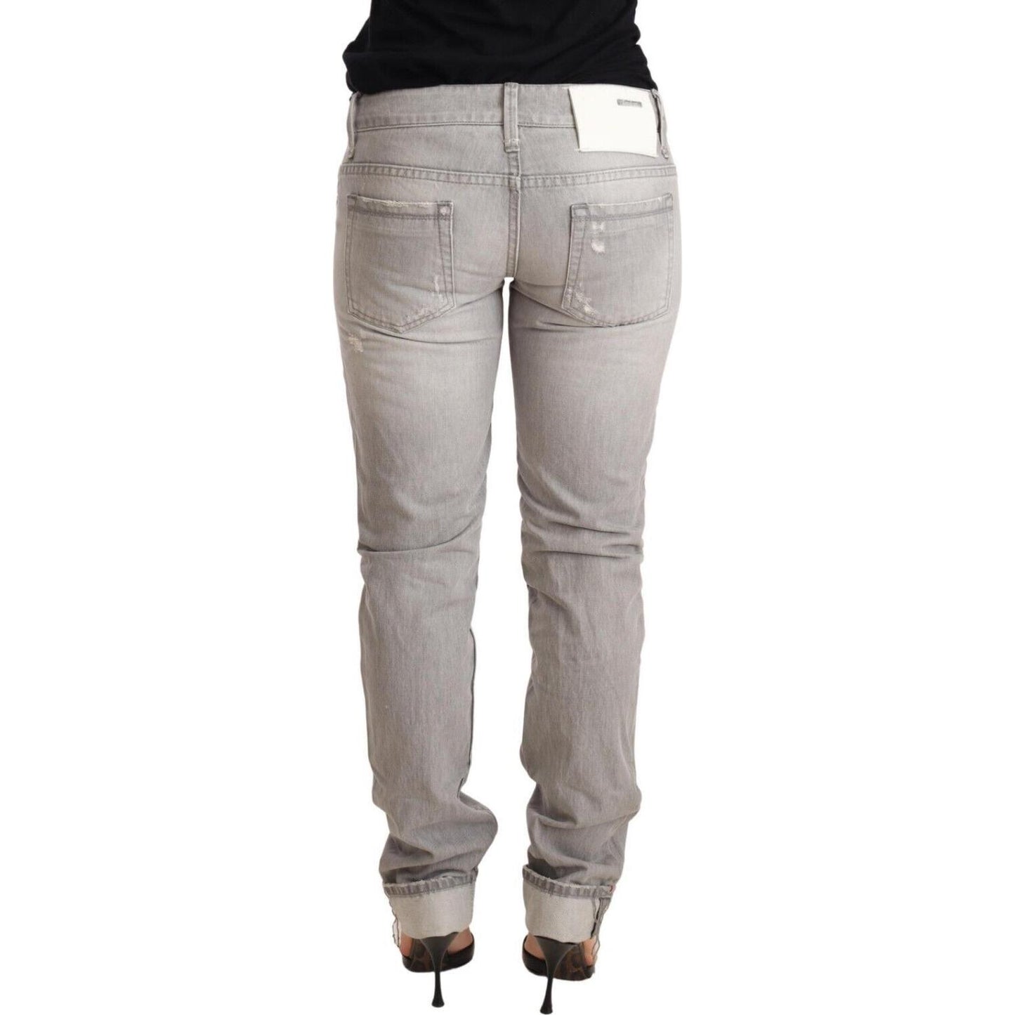 Acht Chic Slim Fit Tattered Gray Wash Jeans Jeans & Pants Acht