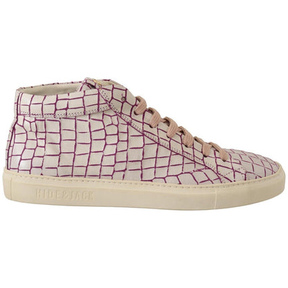 HIDE & JACK White Bordeaux Leather Casual Lace Up Sneakers Shoes