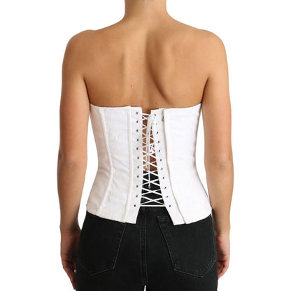 Dolce & Gabbana White PALERMO Bustier Cotton Top Corset