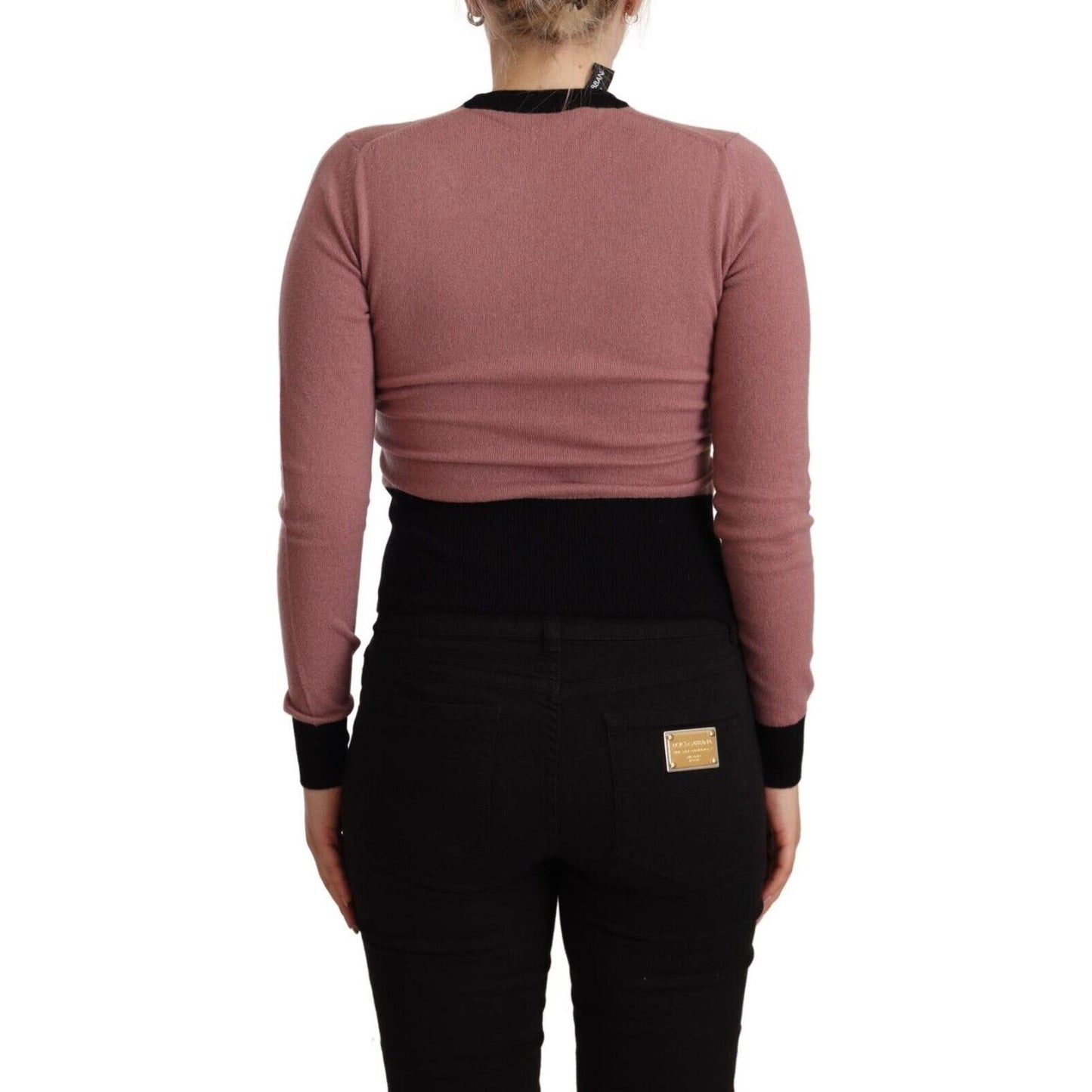 Dolce & Gabbana Pink Cashmere Crewneck Sartoria Pullover Sweater