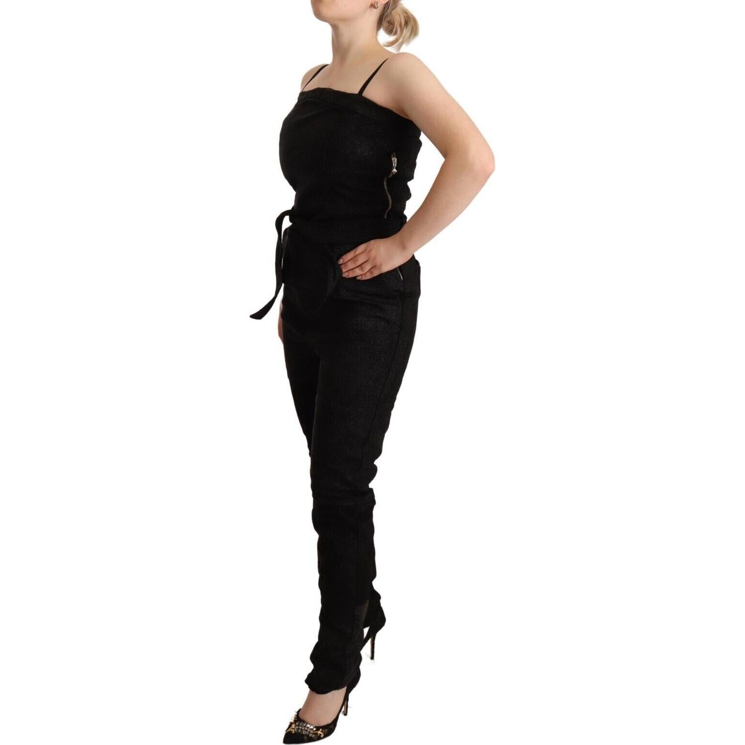 La Maison du Couturier Black Spaghetti Strap Jumpsuit Dress
