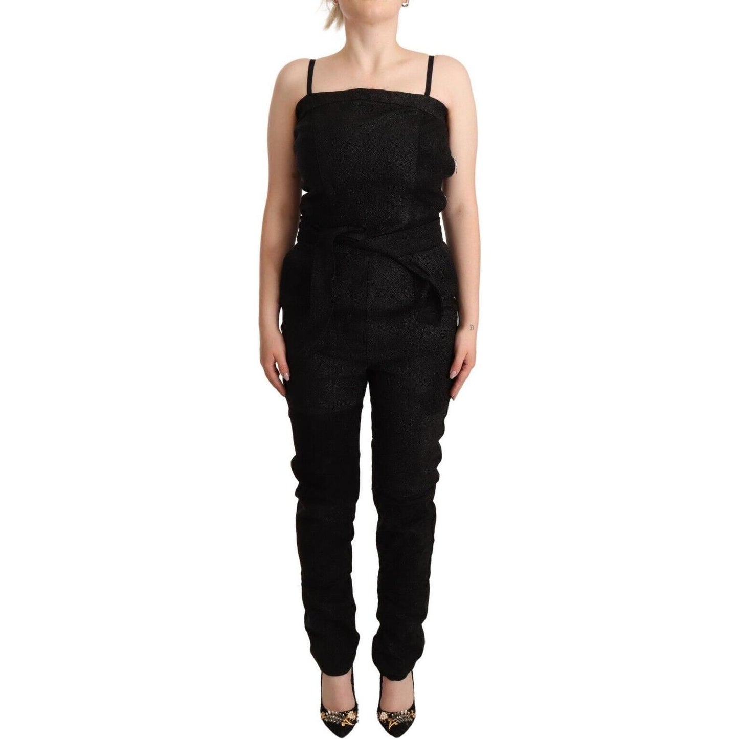 La Maison du Couturier Elegant Sleeveless Jumpsuit Dress in Black Jeans & Pants La Maison du Couturier