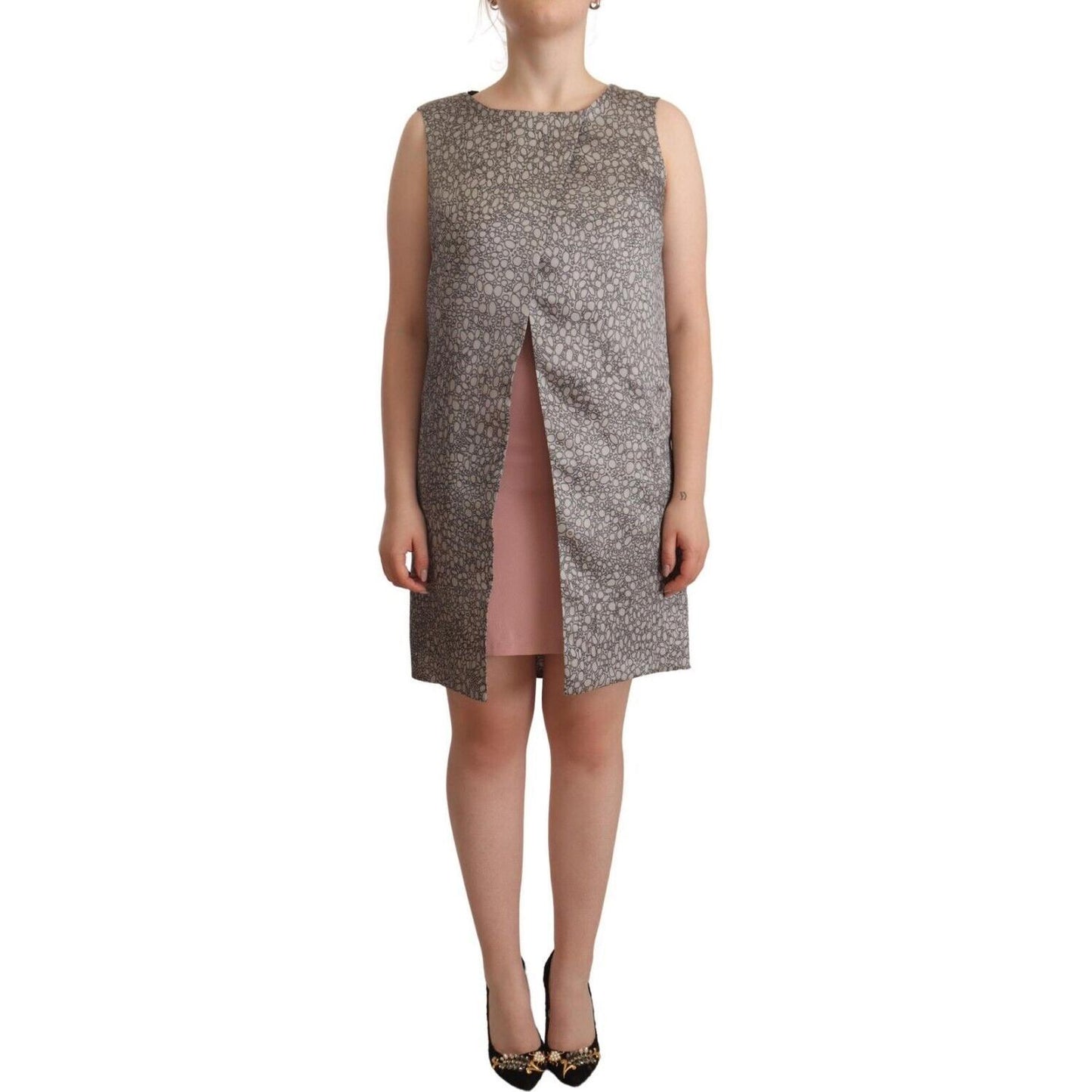 Comeforbreakfast Gray Sleeveless Shift Knee Length Dress
