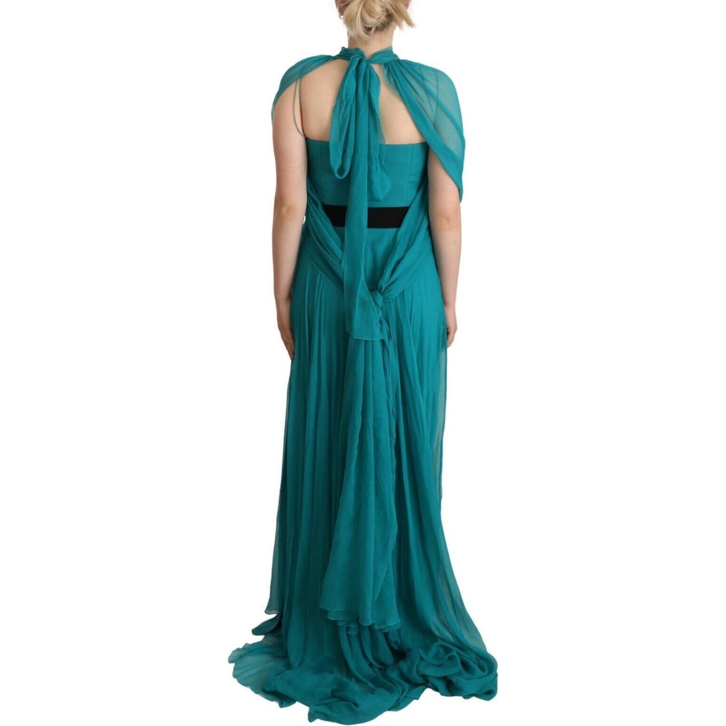 Alberta Ferretti Elegant Silk A-Line Long Dress in Blue Alberta Ferretti