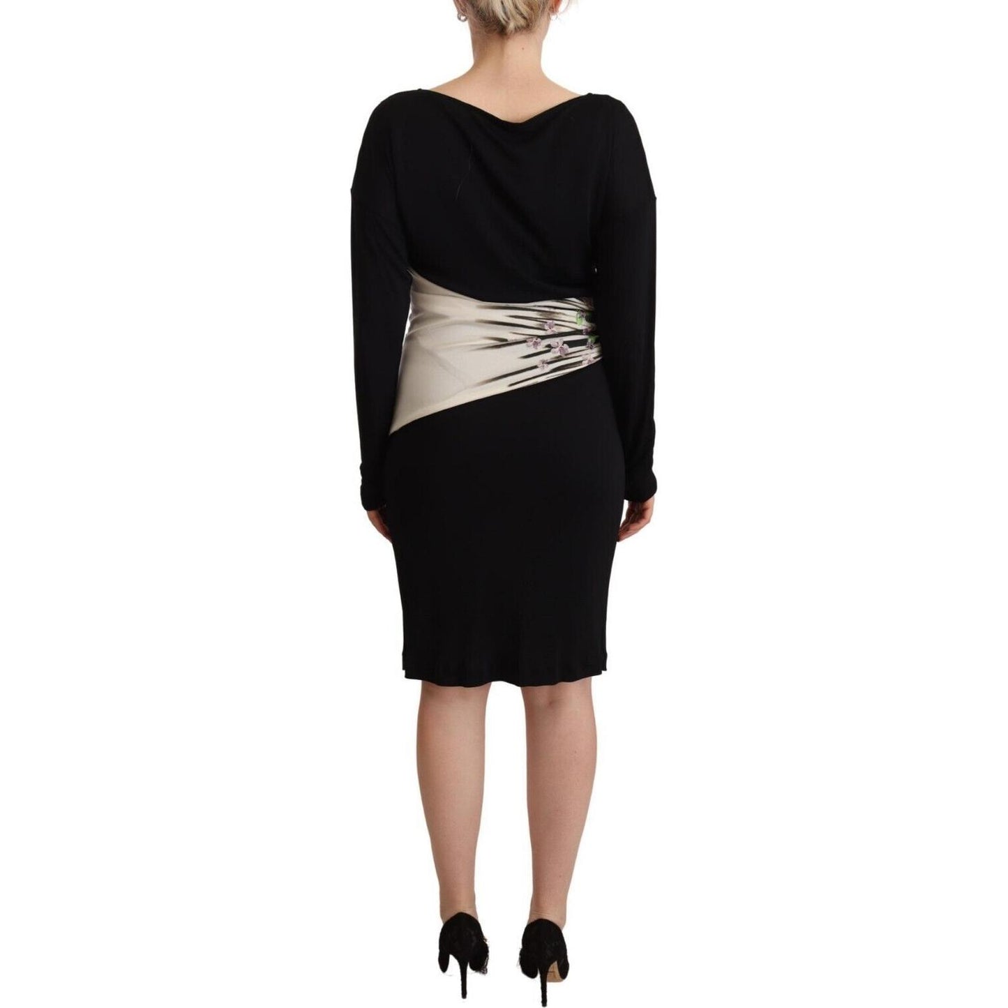 Roberto Cavalli Elegant Sheath Long Sleeve Boat Neck Dress WOMAN DRESSES Roberto Cavalli