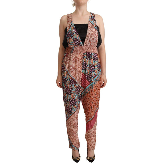 PINKO Multicolor Viscose Floral Print Women Jumpsuit Dress