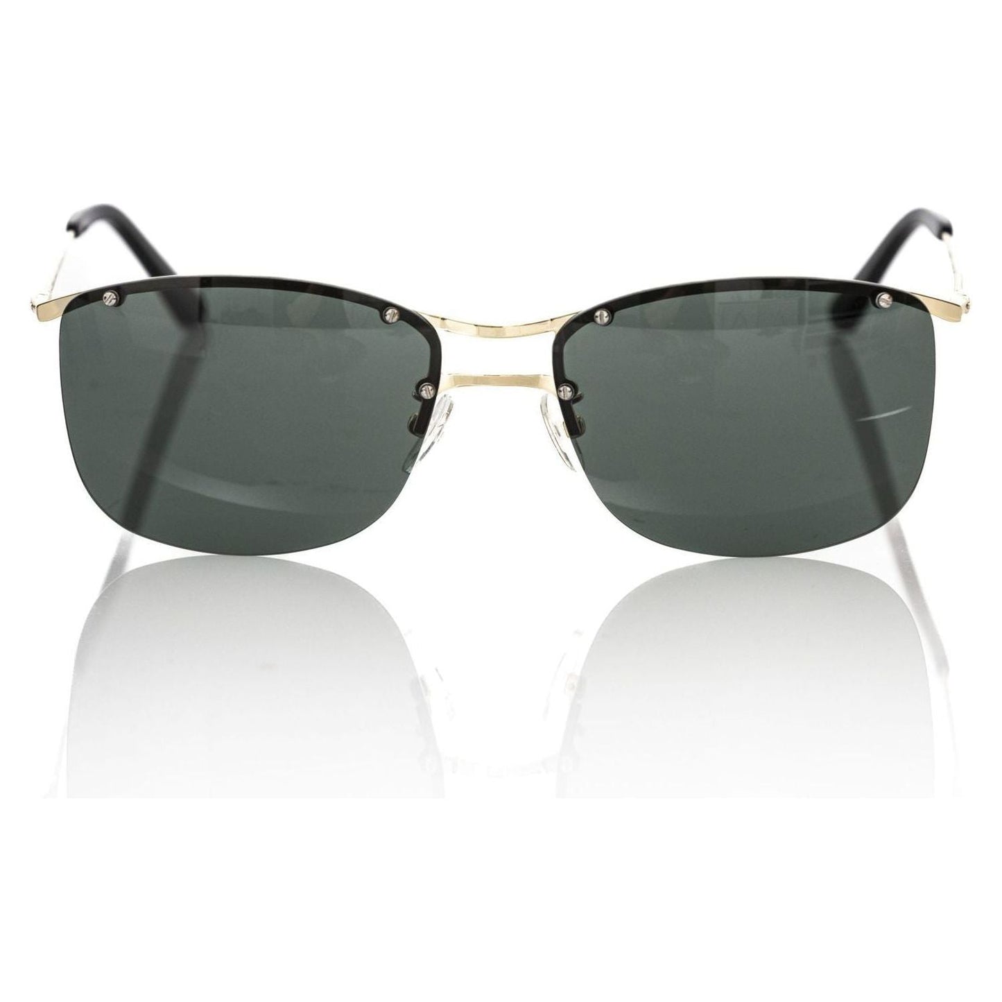 Frankie Morello Black Metallic Fibre Men Sunglasses