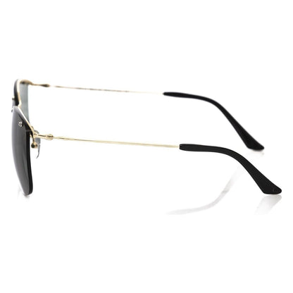 Frankie Morello Black Metallic Fibre Men Sunglasses